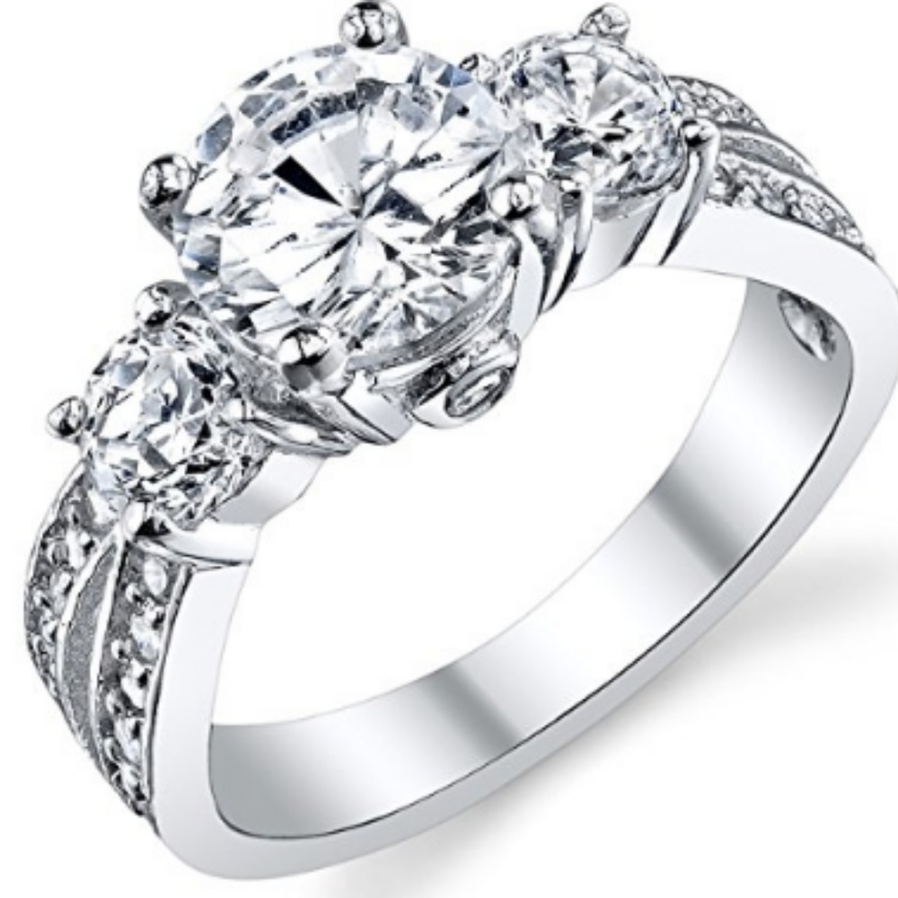 1.50 Carat Round Cubic Zirconia" Sterling Silver